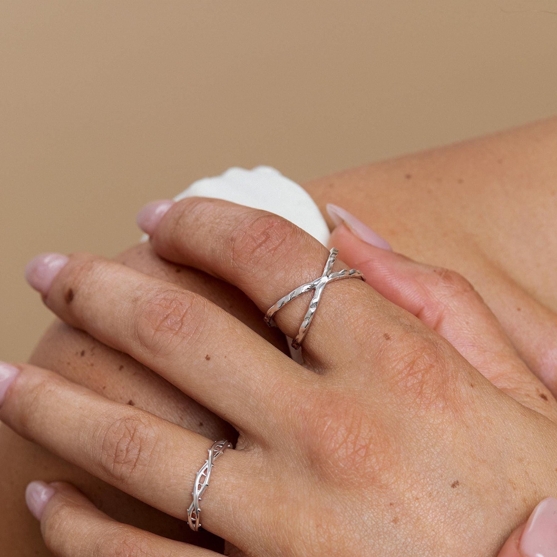 Hammered X Crossover Stacking Ring