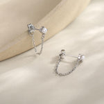 Sterling Silver Pearl and Chain Earrings in Sterling Silver, Silver or Gold or Rose Gold, Tiny Ear Jacket, Dainty Jewellery