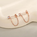 Sterling Silver Pearl and Chain Earrings in Sterling Silver, Silver or Gold or Rose Gold, Tiny Ear Jacket, Dainty Jewellery