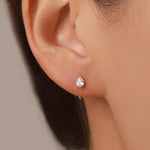 CZ Droplet Huggie Hoop Earrings in Sterling Silver, Tiny CZ Pear Cut Open Hoops, Pull Through Threaders, Half Hoops, C Shape