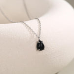 Black Onyx Pear Cabochon Pendant Necklace