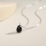 Black Onyx Pear Cabochon Pendant Necklace