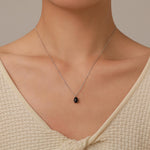 Black Onyx Pear Cabochon Pendant Necklace