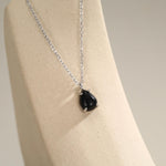Black Onyx Pear Cabochon Pendant Necklace