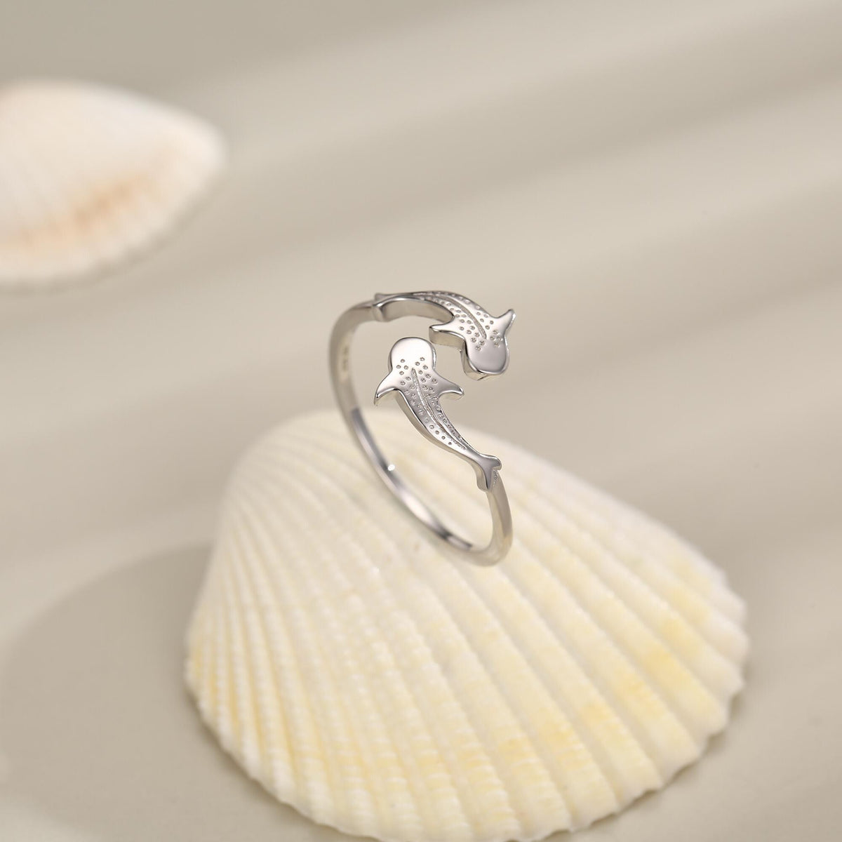 Sterling Silver Whale Shark Adjustable Ring