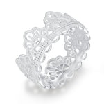 Sterling Silver Filigree Lace Crown Ring