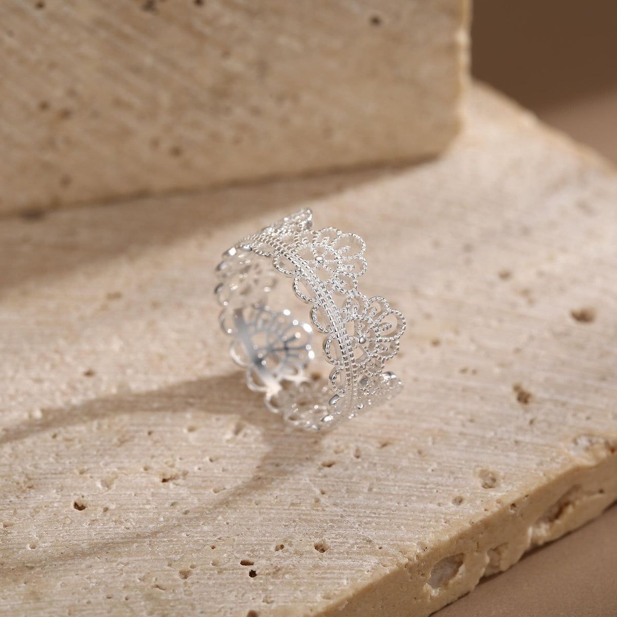 Sterling Silver Filigree Lace Crown Ring
