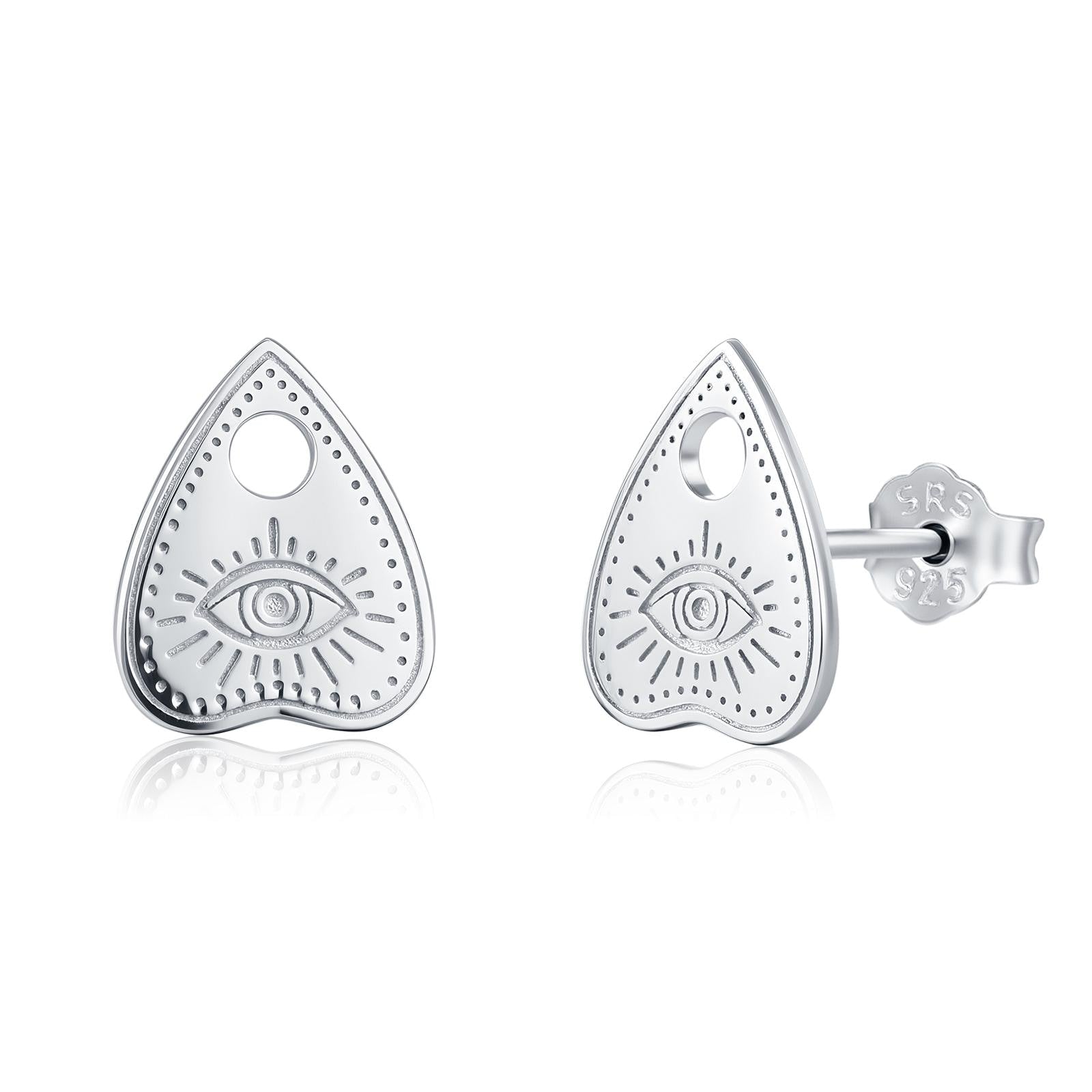 Sterling Silver Ouija Planchette Stud Earrings