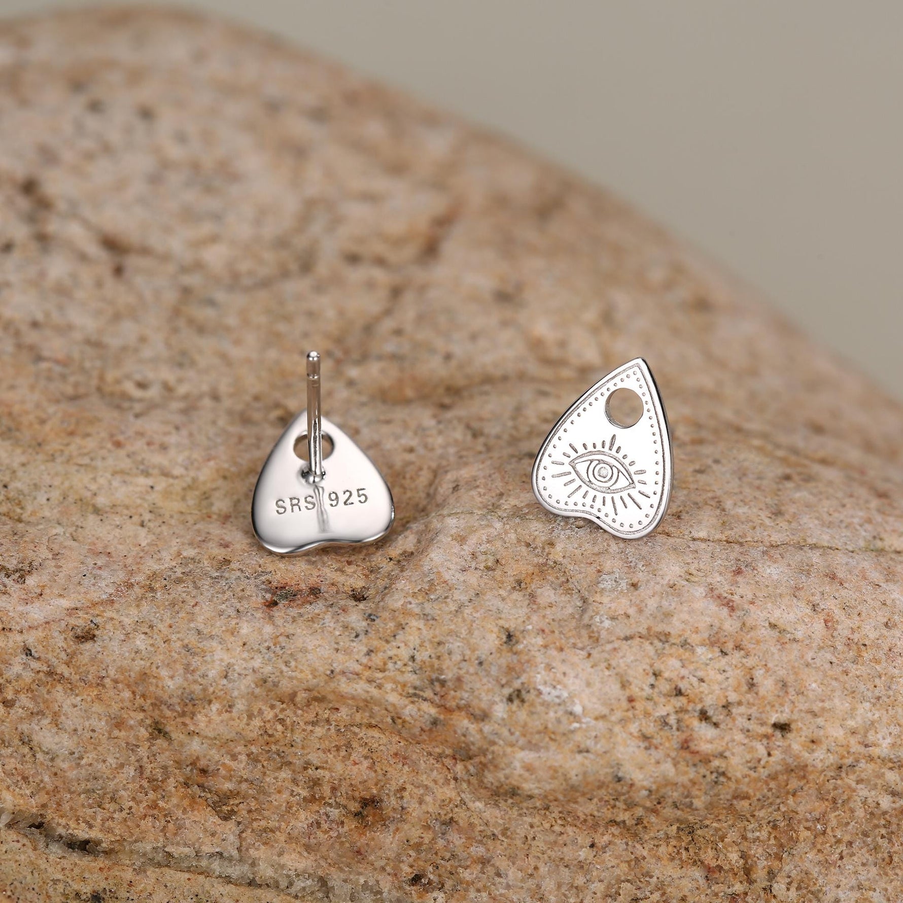 Sterling Silver Ouija Planchette Stud Earrings