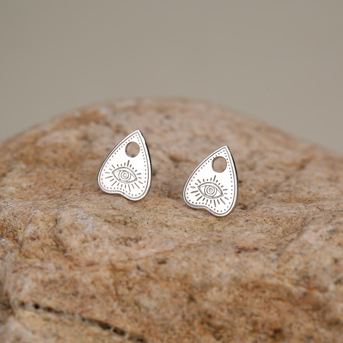 Sterling Silver Ouija Planchette Stud Earrings