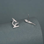 Sterling Silver Microscope and Pipette Mismatched Stud Earrings