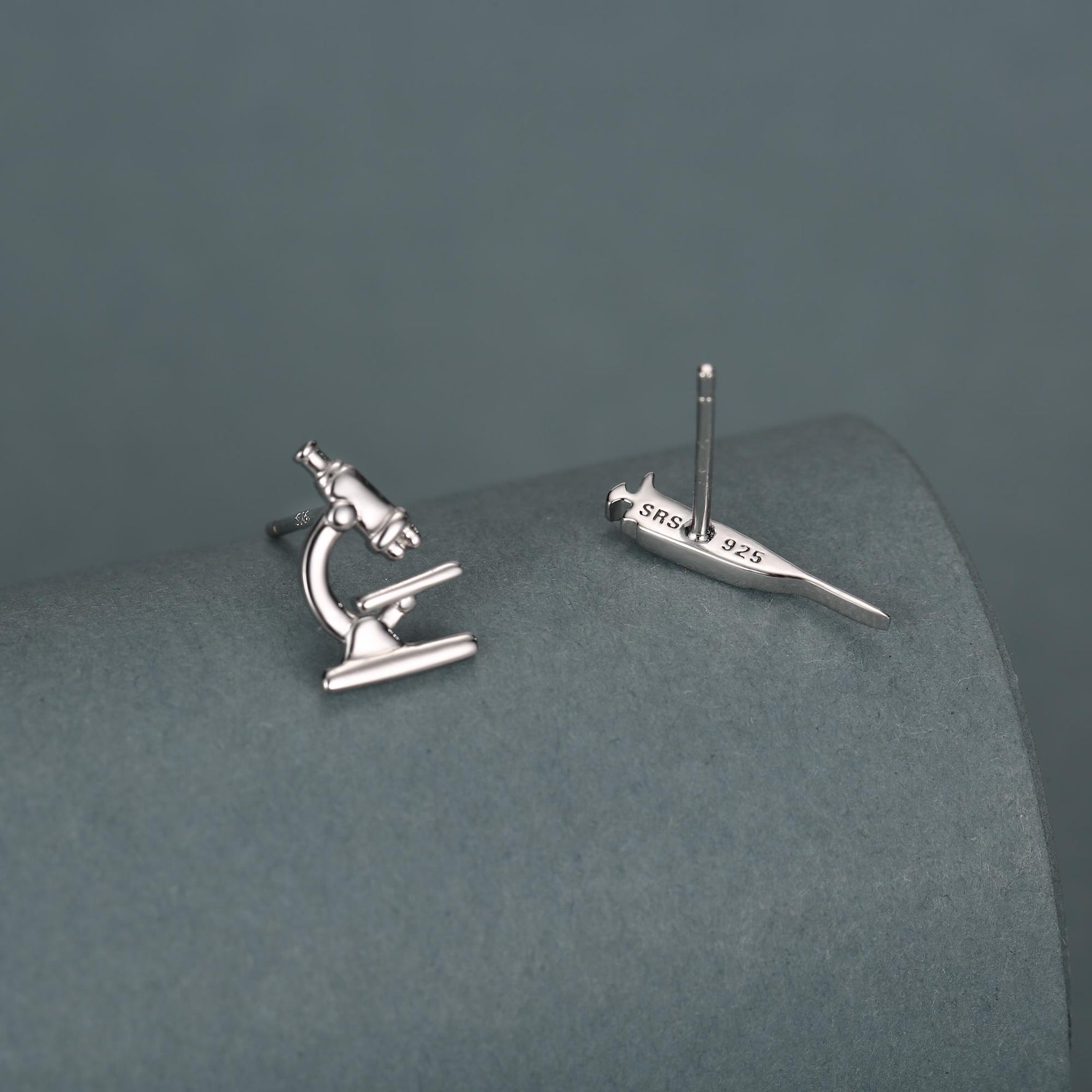 Sterling Silver Microscope and Pipette Mismatched Stud Earrings