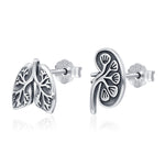 Sterling Silver Lungs and Kidney Mismatched Stud Earrings