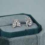 Sterling Silver Lungs and Kidney Mismatched Stud Earrings