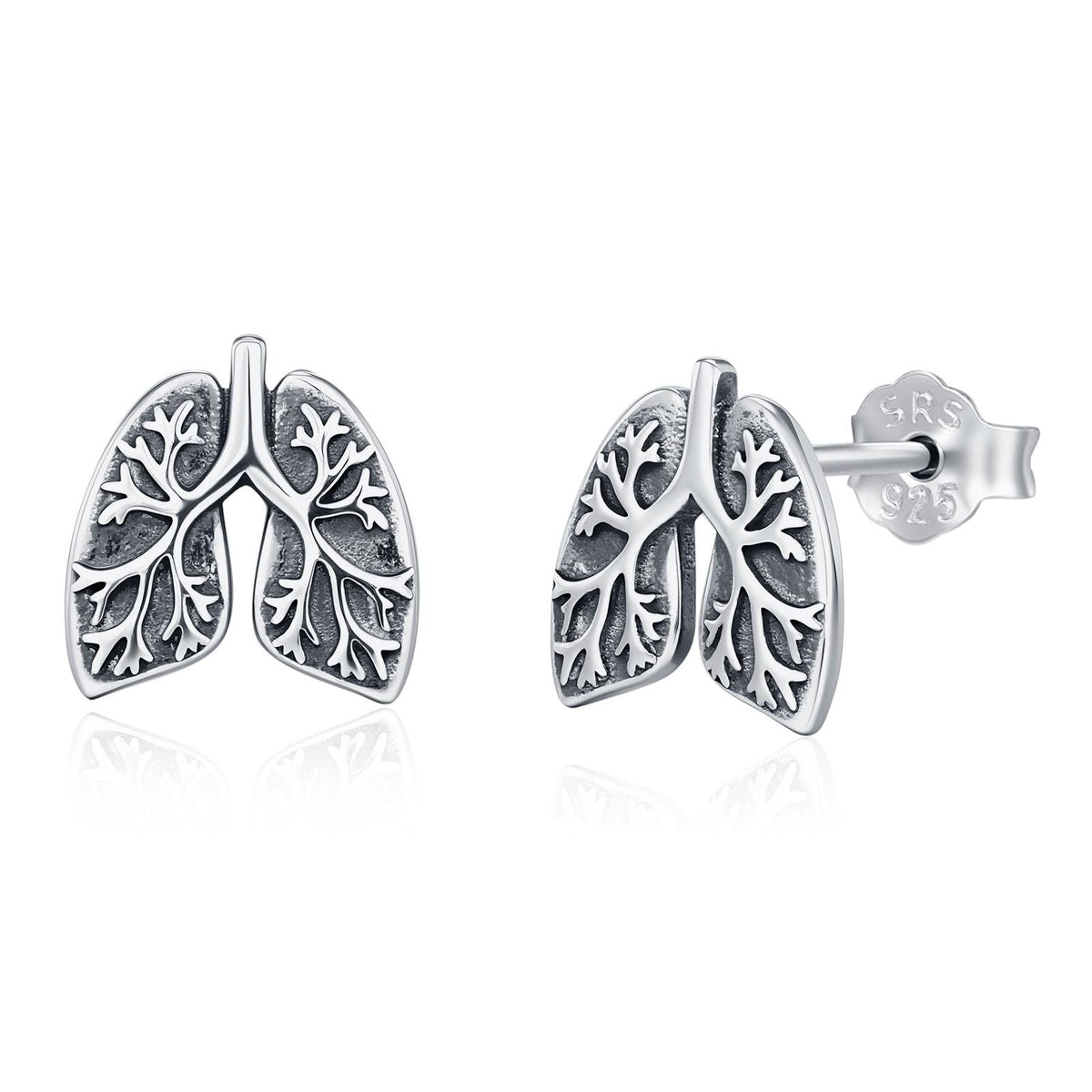 Sterling Silver Lungs Stud Earrings