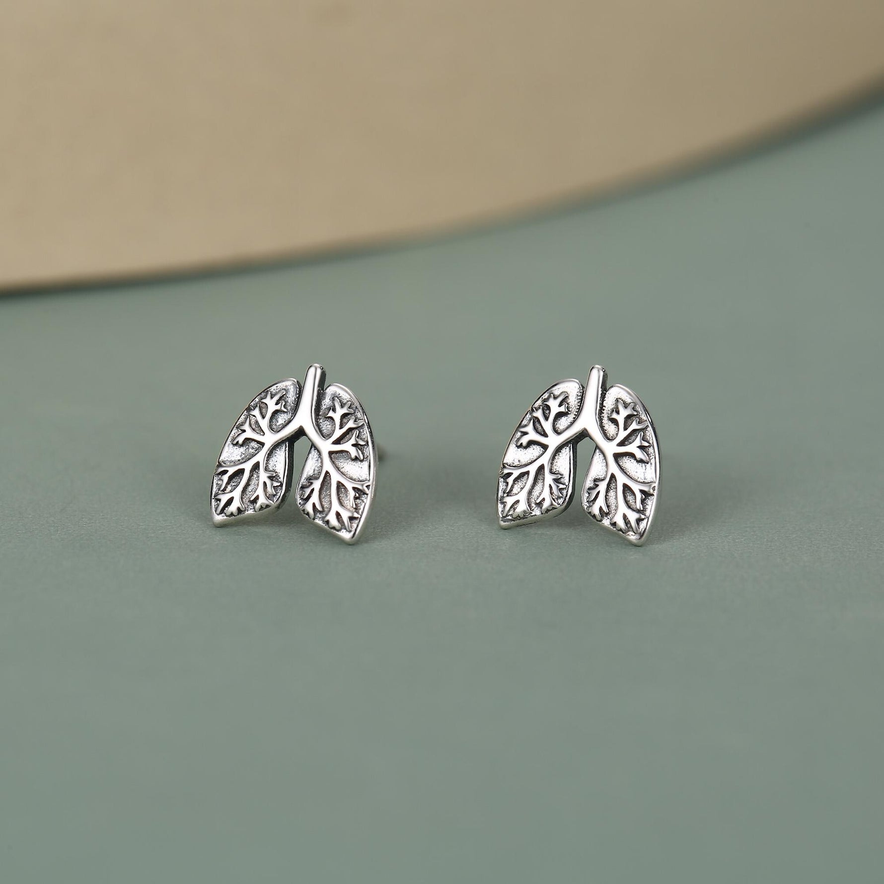 Sterling Silver Lungs Stud Earrings