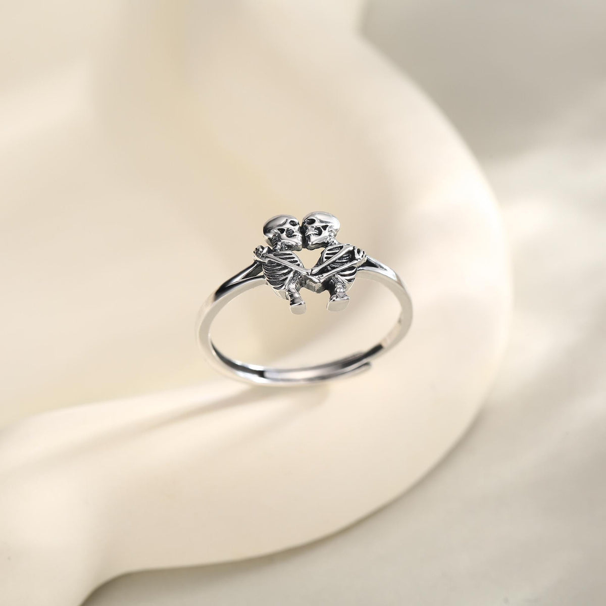 Sterling Silver Hugging Skeleton Ring