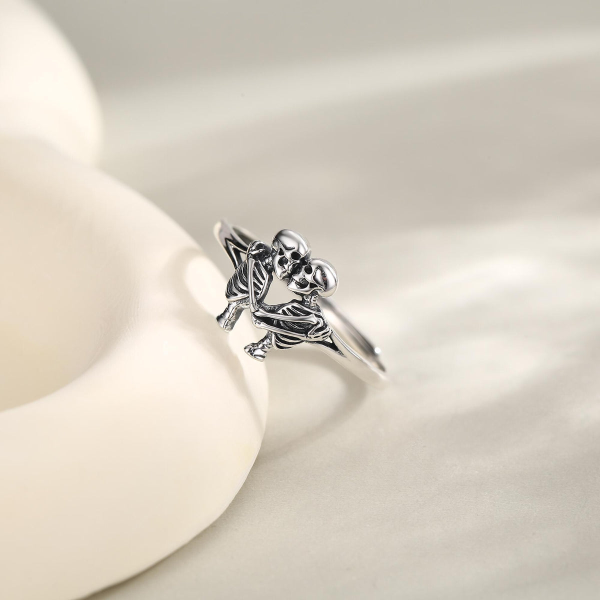 Sterling Silver Hugging Skeleton Ring