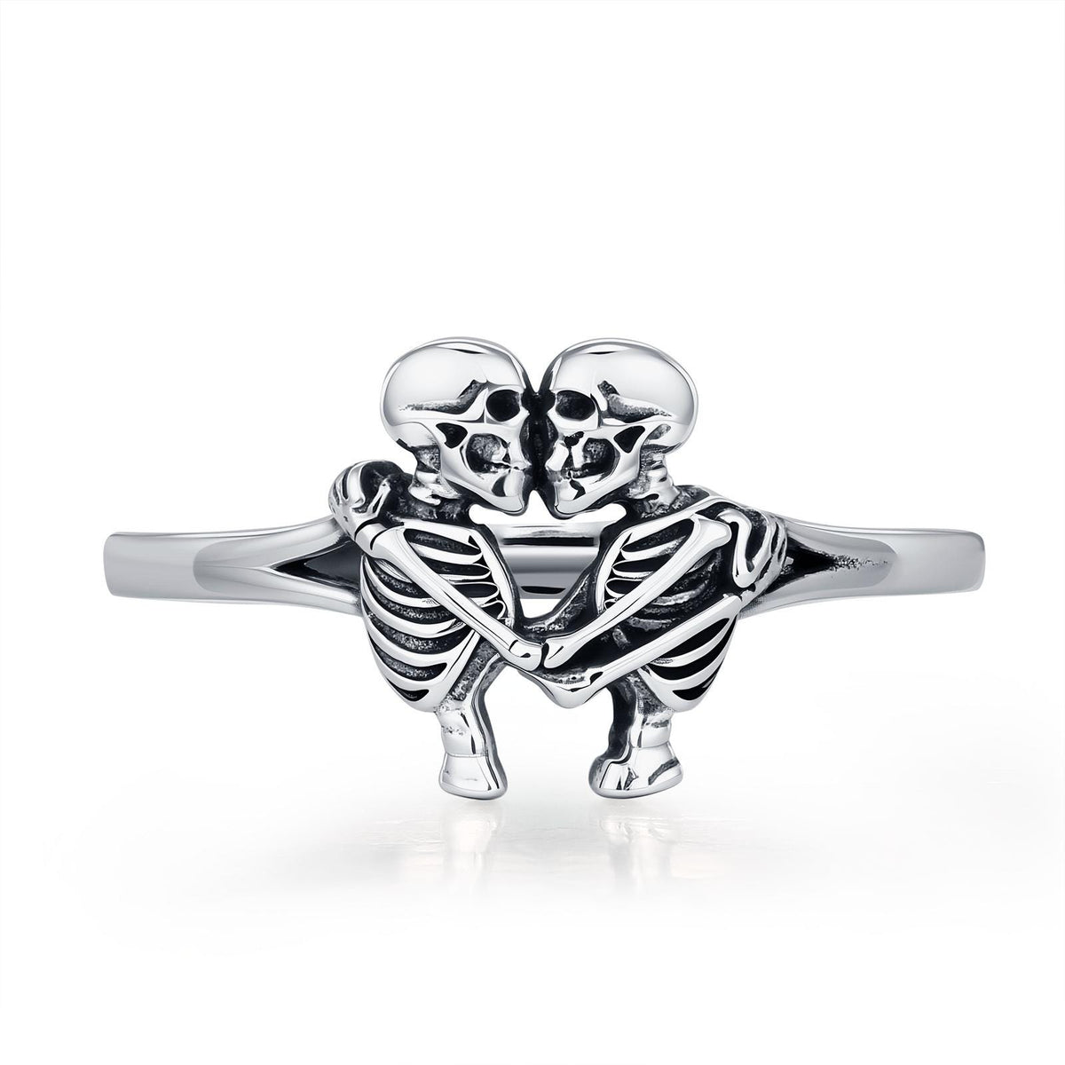 Sterling Silver Hugging Skeleton Ring