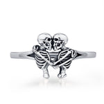Sterling Silver Hugging Skeleton Ring