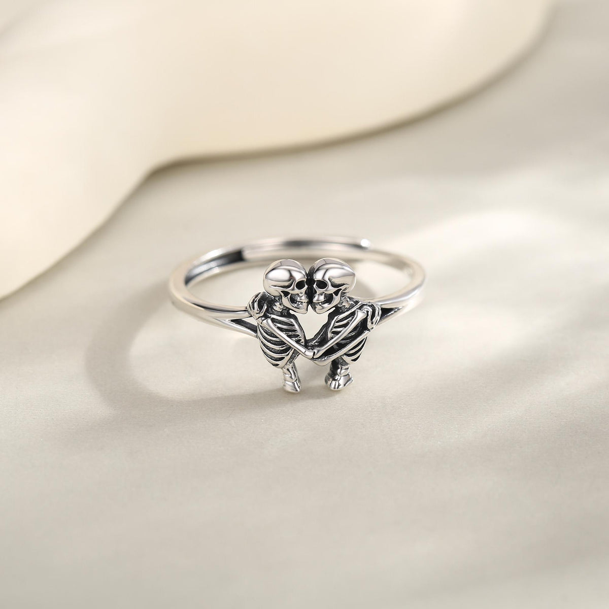 Sterling Silver Hugging Skeleton Ring