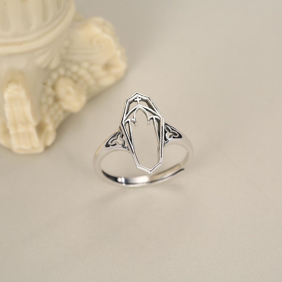 Sterling Silver Gothic Coffin Ring