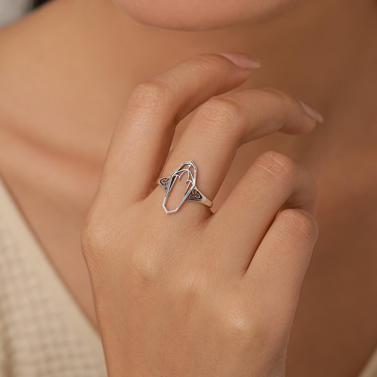 Sterling Silver Gothic Coffin Ring