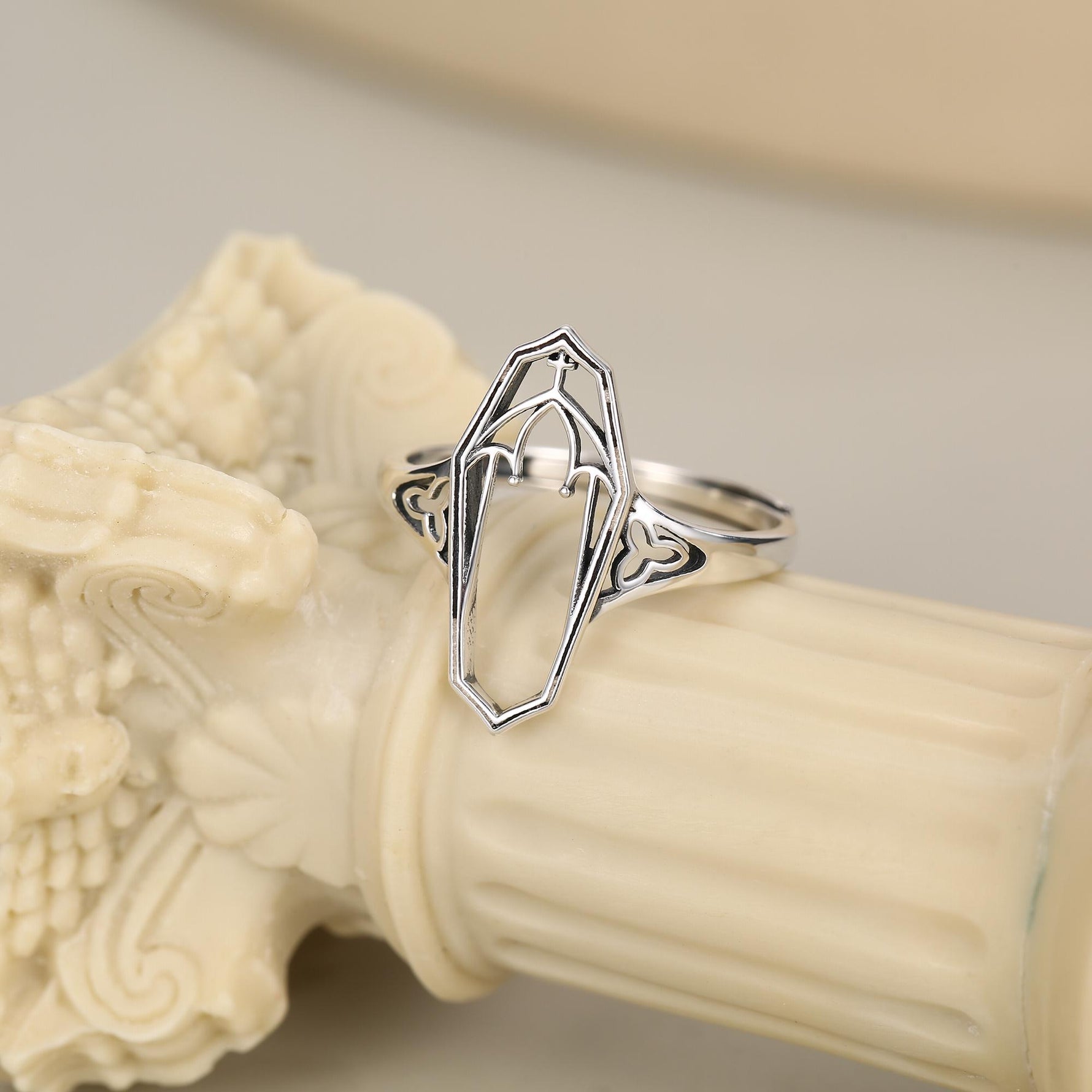 Sterling Silver Gothic Coffin Ring