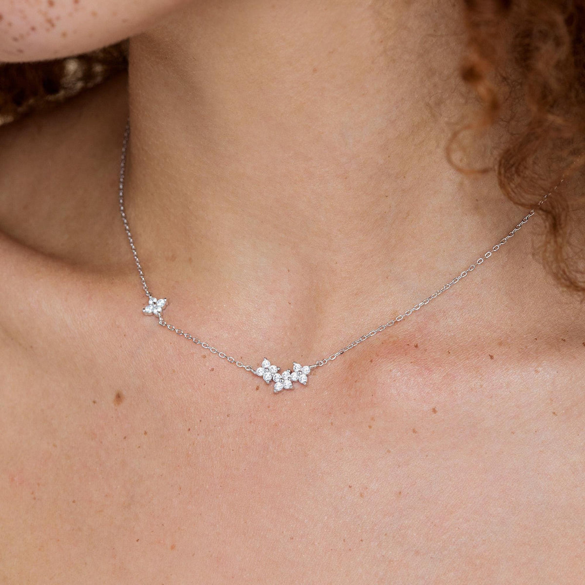 CZ Hydrangea Bouquet Charm Necklace