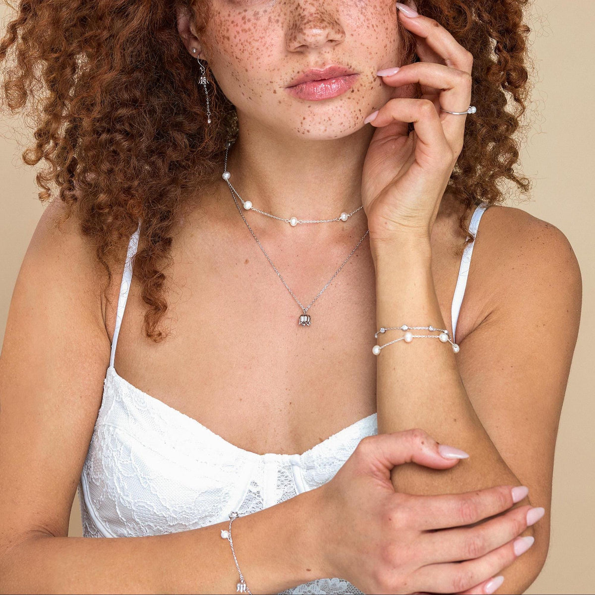 Freshwater Keshi Pearls Station Bracelet