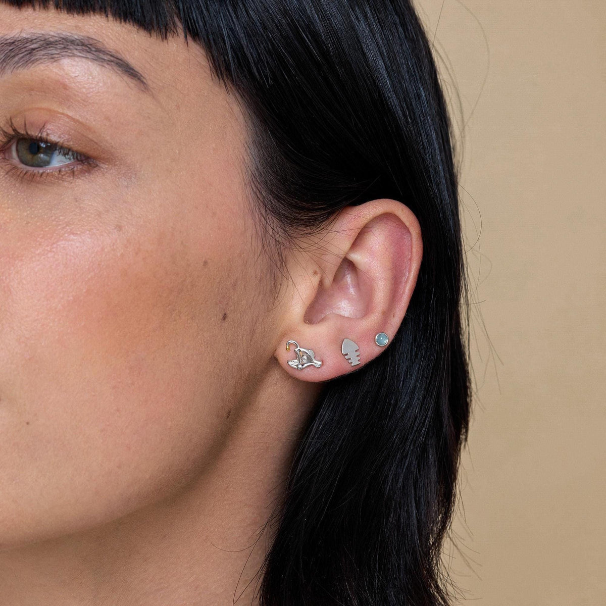 Fish Bone Stud Earrings