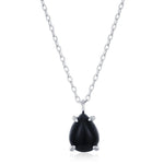 Black Onyx Pear Cabochon Pendant Necklace