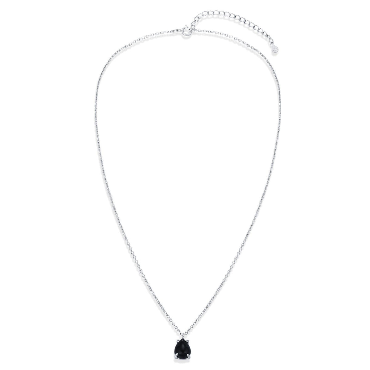 Black Onyx Pear Cabochon Pendant Necklace