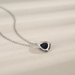 Black Onyx Pear Cabochon Pendant Necklace