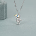 Best Friends Moonstone Astronaut Pendant Necklace