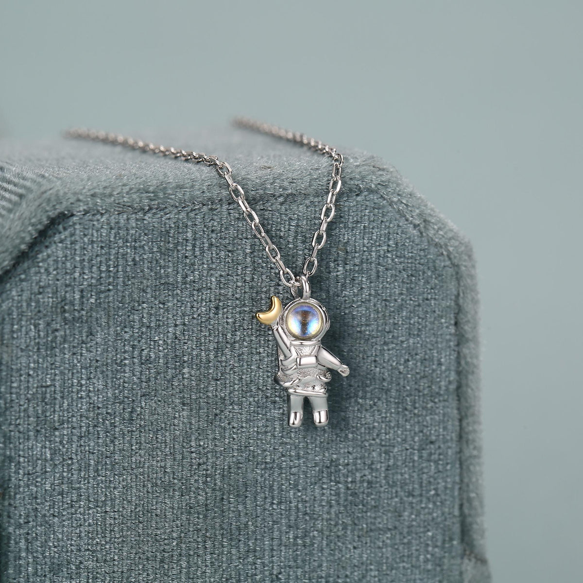 Best Friends Moonstone Astronaut Pendant Necklace
