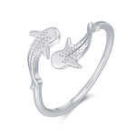 Sterling Silver Whale Shark Adjustable Ring