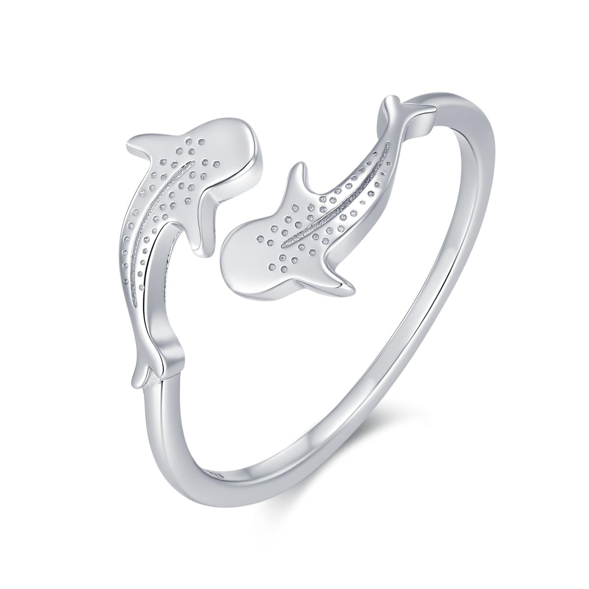 Sterling Silver Whale Shark Adjustable Ring