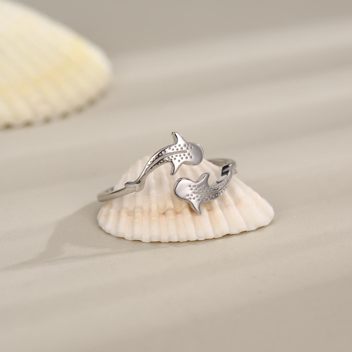 Sterling Silver Whale Shark Adjustable Ring