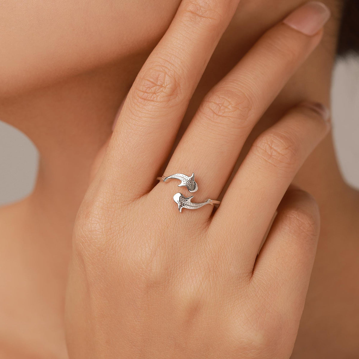 Sterling Silver Whale Shark Adjustable Ring