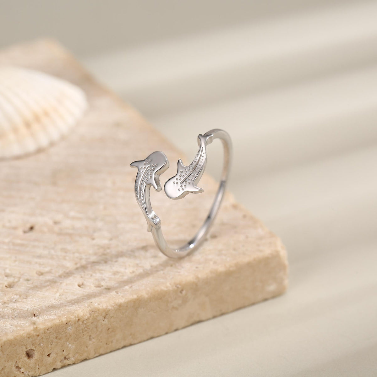 Sterling Silver Whale Shark Adjustable Ring