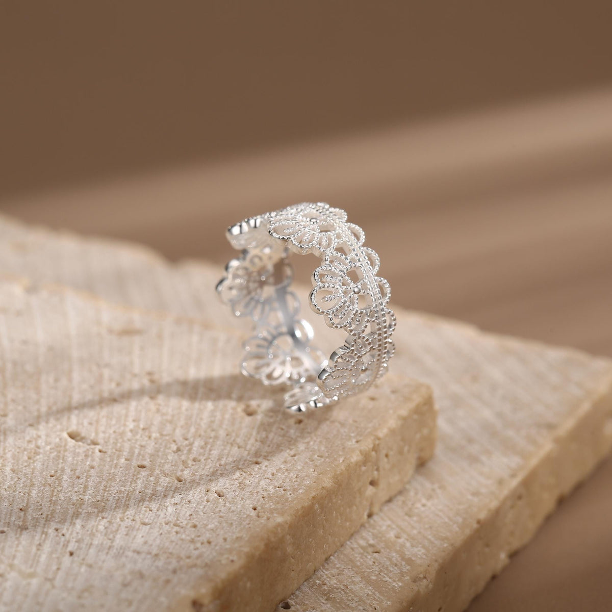 Sterling Silver Filigree Lace Crown Ring