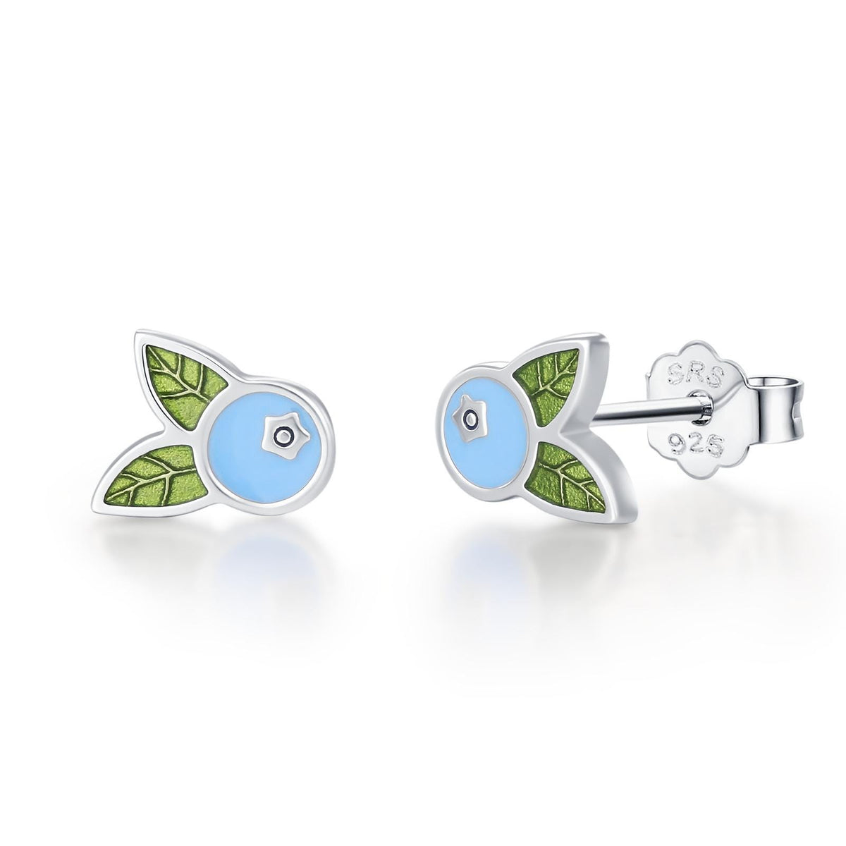 Sterling Silver Enamel Blueberry Stud Earrings