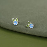 Sterling Silver Enamel Blueberry Stud Earrings