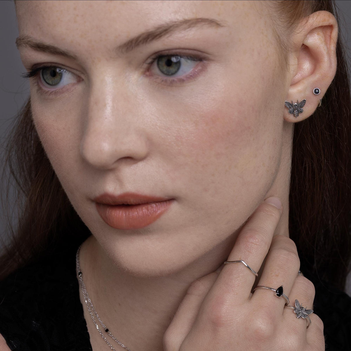Black Opal Open Hoop Earrings