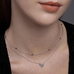2mm Black Spinel Beaded Satellite Chain Necklace