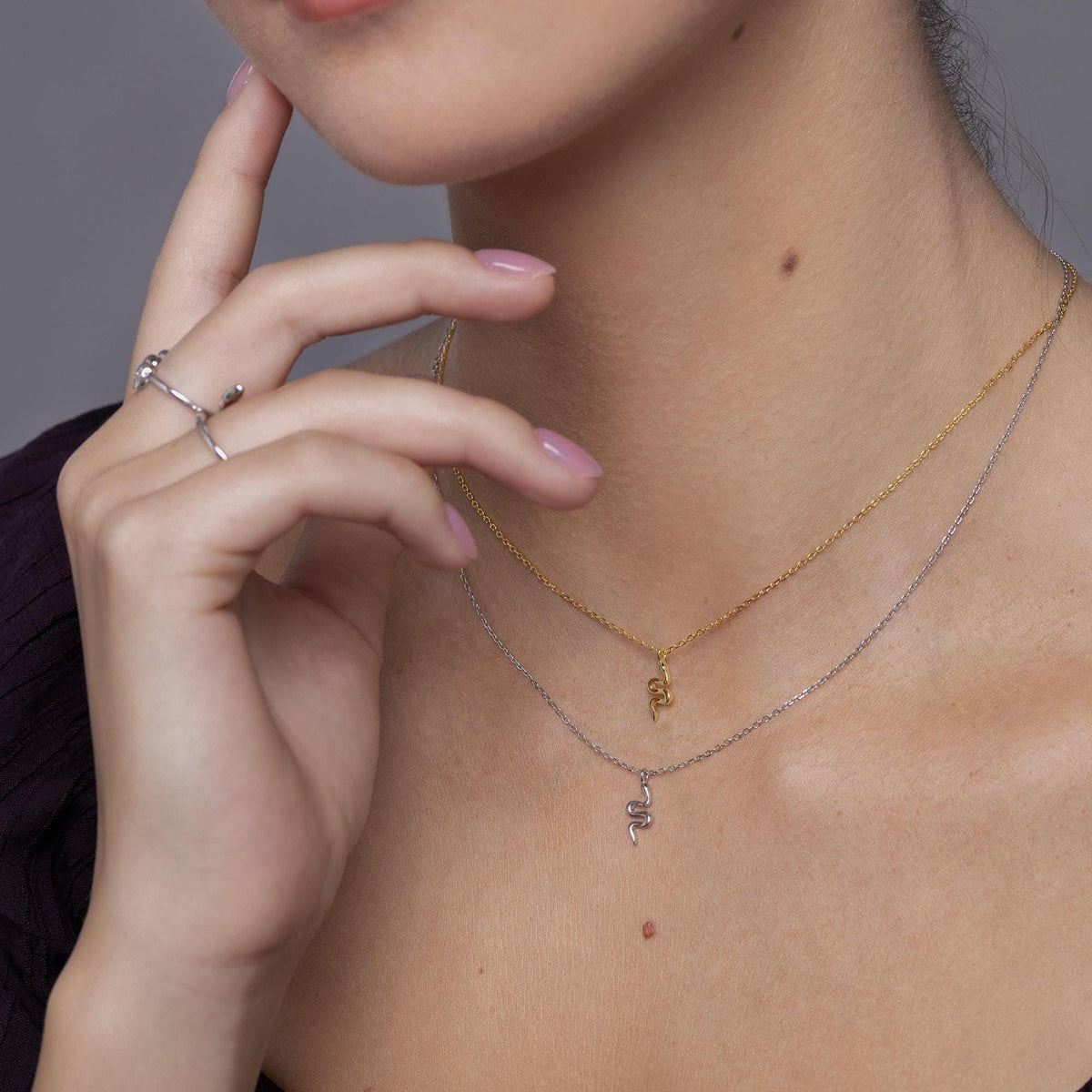 Tiny Snake Pendant Necklace