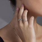 Emerald Green CZ Skull Motif Chevron Ring