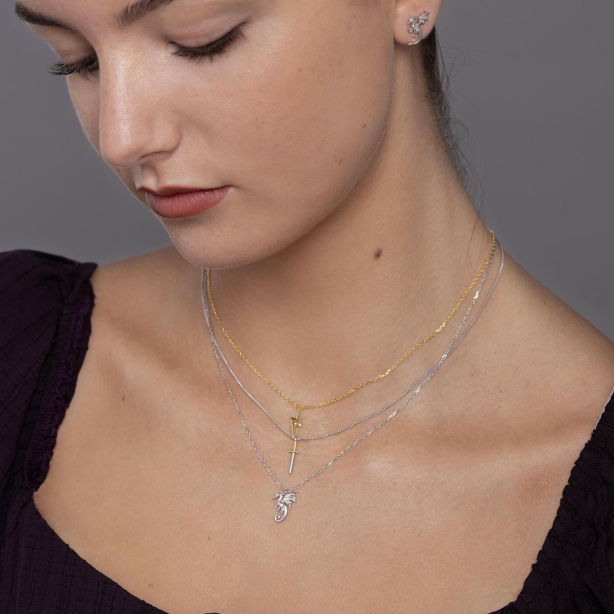 Winged Dragon Pendant Necklace