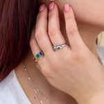 Skinny Rainbow CZ Pavé Eternity Ring